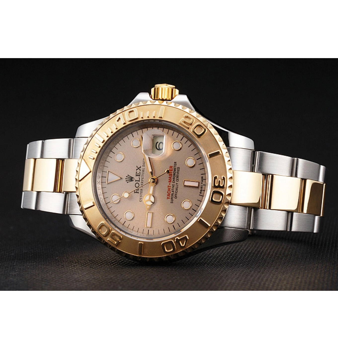 Rolex copies cheap Dial Case Rolex Bracelet Stainless Two Yacht-Master Gold Tone Steel Champagne Bezel Swiss 0715